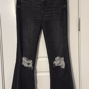 Sneak Peek Black Distressed Flare Jeans